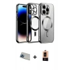 ieg™ iPhone 13 Pro Max Kılıf Nova Işık Özel Seri - Şeffaf Maxco Cam Ekran Koruyucu + Mavi Rainbow Kamera Lens Koruma Cam