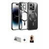 ieg™ iPhone 13 Pro Max Kılıf Nova Işık Özel Seri - Şeffaf Maxco Cam Ekran Koruyucu + Mor Rainbow Kamera Lens Koruma Cam