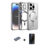 ieg™ iPhone 13 Pro Max Kılıf Nova Işık Özel Seri - Siyah 3D Antistatik Hayalet Cam Ekran Koruyucu + Yeşil Renkli Kamera Lens Koruma Cam