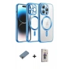 ieg™ iPhone 13 Pro Max Kılıf Nova Işık Özel Seri - Siyah Bilvis 3D Cam Ekran Koruyucu + Mor Metal Kamera Lens Koruma Cam