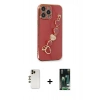 ieg™ iPhone 13 Pro Max Kılıf Nova Işık Prime - Şeffaf 360 Full Body Arka Koruyucu + Gold Shine Kamera Lens