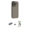 ieg™ iPhone 13 Pro Max Kılıf Siluet Minimal Özel Seri - Şeffaf Pasifik Cam Ekran Koruyucu + Sarı Renkli Kamera Lens Koruma Cam