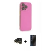ieg™ iPhone 13 Pro Max Kılıf Siluet Minimal Özel Seri - Siyah 3D Antistatik Hayalet Cam Ekran Koruyucu + Gold Raze Metal Kamera Lens