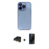 ieg™ iPhone 13 Pro Max Kılıf Siluet Minimal Özel Seri - Siyah 3D Antistatik Hayalet Cam Ekran Koruyucu + Gold Raze Metal Kamera Lens