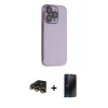 ieg™ iPhone 13 Pro Max Kılıf Siluet Minimal Özel Seri - Siyah 3D Antistatik Hayalet Cam Ekran Koruyucu + Gold Raze Metal Kamera Lens