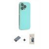 ieg™ iPhone 13 Pro Max Kılıf Siluet Minimal Özel Seri - Siyah 6D Mat Seramik Hayalet Nano Ekran Koruyucu + Kırmızı Metal Kamera Lens Koruma Cam