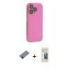 ieg™ iPhone 13 Pro Max Kılıf Siluet Minimal Özel Seri - Siyah 6D Mat Seramik Hayalet Nano Ekran Koruyucu + Kırmızı Metal Kamera Lens Koruma Cam