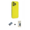 ieg™ iPhone 13 Pro Max Kılıf Siluet Minimal Özel Seri - Siyah 6D Mat Seramik Hayalet Nano Ekran Koruyucu + Kırmızı Metal Kamera Lens Koruma Cam