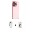 ieg™ iPhone 13 Pro Max Kılıf Siluet Minimal Özel Seri - Siyah Bilvis 3D Mat Cam Ekran Koruyucu + Gökkuşağı Shine Kamera Lens
