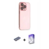 ieg™ iPhone 13 Pro Max Kılıf Siluet Minimal Özel Seri - Siyah Bilvis 5in1 3D Magic Cam Ekran Koruyucu + Mavi Renkli Kamera Lens Koruma Cam