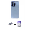 ieg™ iPhone 13 Pro Max Kılıf Siluet Minimal Özel Seri - Siyah Bilvis 5in1 3D Magic Cam Ekran Koruyucu + Mavi Renkli Kamera Lens Koruma Cam