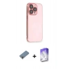 ieg™ iPhone 13 Pro Max Kılıf Siluet Minimal Özel Seri - Siyah Bilvis 5in1 3D Magic Cam Ekran Koruyucu + Mor Metal Kamera Lens Koruma Cam