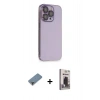 ieg™ iPhone 13 Pro Max Kılıf Siluet Minimal Özel Seri - Siyah Bilvis Hayalet Cam Ekran Koruyucu + Mor Metal Kamera Lens Koruma Cam