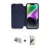 ieg™ iPhone 13 Pro Max Kılıf Siluet Minimal Serisi - Siyah Bilvis 3D Mat Cam Ekran Koruyucu + Mor Rainbow Kamera Lens Koruma Cam