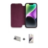 ieg™ iPhone 13 Pro Max Kılıf Siluet Minimal Serisi - Siyah Bilvis 3D Mat Cam Ekran Koruyucu + Mor Rainbow Kamera Lens Koruma Cam