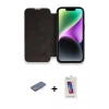 ieg™ iPhone 13 Pro Max Kılıf Siluet Minimal Serisi - Siyah Joko 5D Cam + Mavi Renkli Kamera Lens Koruma Cam