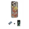 ieg™ iPhone 13 Pro Max Kılıf Siluet Modern Koleksiyonu - Şeffaf 360 Full Body Arka Koruyucu + Kırmızı Metal Kamera Lens Koruma Cam