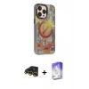 ieg™ iPhone 13 Pro Max Kılıf Siluet Modern Koleksiyonu - Siyah Bilvis 5in1 3D Magic Cam Ekran Koruyucu + Gold Raze Metal Kamera Lens