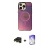 ieg™ iPhone 13 Pro Max Kılıf Siluet Modern Koleksiyonu - Siyah Bilvis 5in1 3D Magic Cam Ekran Koruyucu + Gold Raze Metal Kamera Lens