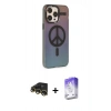ieg™ iPhone 13 Pro Max Kılıf Siluet Modern Koleksiyonu - Siyah Bilvis 5in1 3D Magic Cam Ekran Koruyucu + Gold Raze Metal Kamera Lens