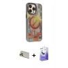 ieg™ iPhone 13 Pro Max Kılıf Siluet Modern Koleksiyonu - Siyah Bilvis 5in1 5D Magic Hayalet Cam Ekran Koruyucu + Rose Gold Rainbow Kamera Lens Koruma Cam
