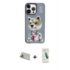 ieg™ iPhone 13 Pro Max Kılıf Siluet Modern Özel Seri - Şeffaf Pasifik Cam Ekran Koruyucu + Beyaz Rainbow Kamera Lens Koruma Cam