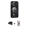 ieg™ iPhone 13 Pro Max Kılıf Siluet Modern Özel Seri - Siyah Bilvis 3D Cam Ekran Koruyucu + Gümüş Raze Metal Kamera Lens