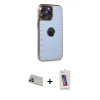 ieg™ iPhone 13 Pro Max Kılıf Ufuk Form Prime - Siyah Joko 5D Cam + Mor Rainbow Kamera Lens Koruma Cam