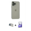 ieg™ iPhone 13 Pro Max Kılıf Ufuk Minimal Özel Seri - Siyah Bilvis 5in1 5D Magic Hayalet Cam Ekran Koruyucu + Mavi Rainbow Kamera Lens Koruma Cam