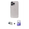 ieg™ iPhone 13 Pro Max Kılıf Ufuk Minimal Özel Seri - Siyah Bilvis 5in1 5D Magic Hayalet Cam Ekran Koruyucu + Mavi Rainbow Kamera Lens Koruma Cam
