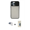 ieg™ iPhone 13 Pro Max Kılıf Vadi Çizgi - Siyah 6D Mat Seramik Hayalet Nano Ekran Koruyucu + Lacivert Pers Alüminyum Kamera Lens