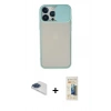 ieg™ iPhone 13 Pro Max Kılıf Vadi Çizgi - Siyah 6D Mat Seramik Hayalet Nano Ekran Koruyucu + Lacivert Pers Alüminyum Kamera Lens