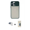 ieg™ iPhone 13 Pro Max Kılıf Vadi Çizgi - Siyah 6D Mat Seramik Hayalet Nano Ekran Koruyucu + Lacivert Pers Alüminyum Kamera Lens