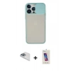 ieg™ iPhone 13 Pro Max Kılıf Vadi Çizgi - Siyah Joko 5D Cam + Sierra Blue Pers Alüminyum Kamera Lens