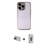 ieg™ iPhone 13 Pro Max Kılıf Vadi Minimal - Siyah Bilvis 3D Cam Ekran Koruyucu + Mavi Rainbow Kamera Lens Koruma Cam