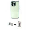ieg™ iPhone 13 Pro Max Kılıf Vadi Minimal - Siyah Bilvis 3D Cam Ekran Koruyucu + Mavi Rainbow Kamera Lens Koruma Cam