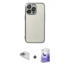 ieg™ iPhone 13 Pro Max Kılıf Vadi Minimal - Siyah Bilvis 5in1 5D Magic Hayalet Cam Ekran Koruyucu + Sierra Blue Pers Alüminyum Kamera Lens