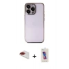 ieg™ iPhone 13 Pro Max Kılıf Vadi Minimal - Siyah Joko 5D Cam + Kırmızı Pers Alüminyum Kamera Lens