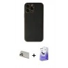 ieg™ iPhone 13 Pro Max Kılıf Yadigar Klasik - Siyah Bilvis 5in1 5D Magic Hayalet Cam Ekran Koruyucu + Rose Gold Rainbow Kamera Lens Koruma Cam