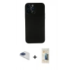ieg™ iPhone 13 Pro Max Kılıf Yadigar Yansıma Serisi - Siyah 6D Mat Seramik Hayalet Nano Ekran Koruyucu + Lacivert Pers Alüminyum Kamera Lens