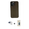 ieg™ iPhone 13 Pro Max Kılıf Yadigar Yansıma Serisi - Siyah 6D Mat Seramik Hayalet Nano Ekran Koruyucu + Lacivert Pers Alüminyum Kamera Lens