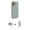ieg™ iPhone 13 Pro Max Kılıf Yankı Serisi - Şeffaf Pasifik Cam Ekran Koruyucu + Kırmızı Rainbow Kamera Lens Koruma Cam