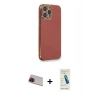 ieg™ iPhone 13 Pro Max Kılıf Yankı Serisi - Şeffaf Pasifik Cam Ekran Koruyucu + Kırmızı Rainbow Kamera Lens Koruma Cam
