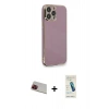 ieg™ iPhone 13 Pro Max Kılıf Yankı Serisi - Şeffaf Pasifik Cam Ekran Koruyucu + Kırmızı Rainbow Kamera Lens Koruma Cam