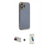 ieg™ iPhone 13 Pro Max Kılıf Yankı Serisi - Şeffaf Pasifik Cam Ekran Koruyucu + Kırmızı Rainbow Kamera Lens Koruma Cam