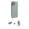 ieg™ iPhone 13 Pro Max Kılıf Yankı Serisi - Siyah Joko 5D Cam + Pembe Renkli Kamera Lens Koruma Cam