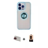 ieg™ iPhone 13 Pro Max Kılıf Yörünge Çizgi - Şeffaf Maxco Cam Ekran Koruyucu + Kırmızı Rainbow Kamera Lens Koruma Cam