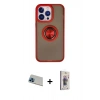 ieg™ iPhone 13 Pro Max Kılıf Yörünge Çizgi - Siyah Bilvis 3D Cam Ekran Koruyucu + Mavi Rainbow Kamera Lens Koruma Cam
