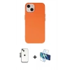 MARSİLYAN™- iPhone 14 Kılıf Ahenk Serisi - Siyah 3D Antistatik Cam Ekran Koruyucu + Shine Kamera Lens - SH