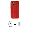 ieg™ iPhone 14 Kılıf Akış Doku - Siyah Joko Magic 5D Cam + Mavi Shine Kamera Lens